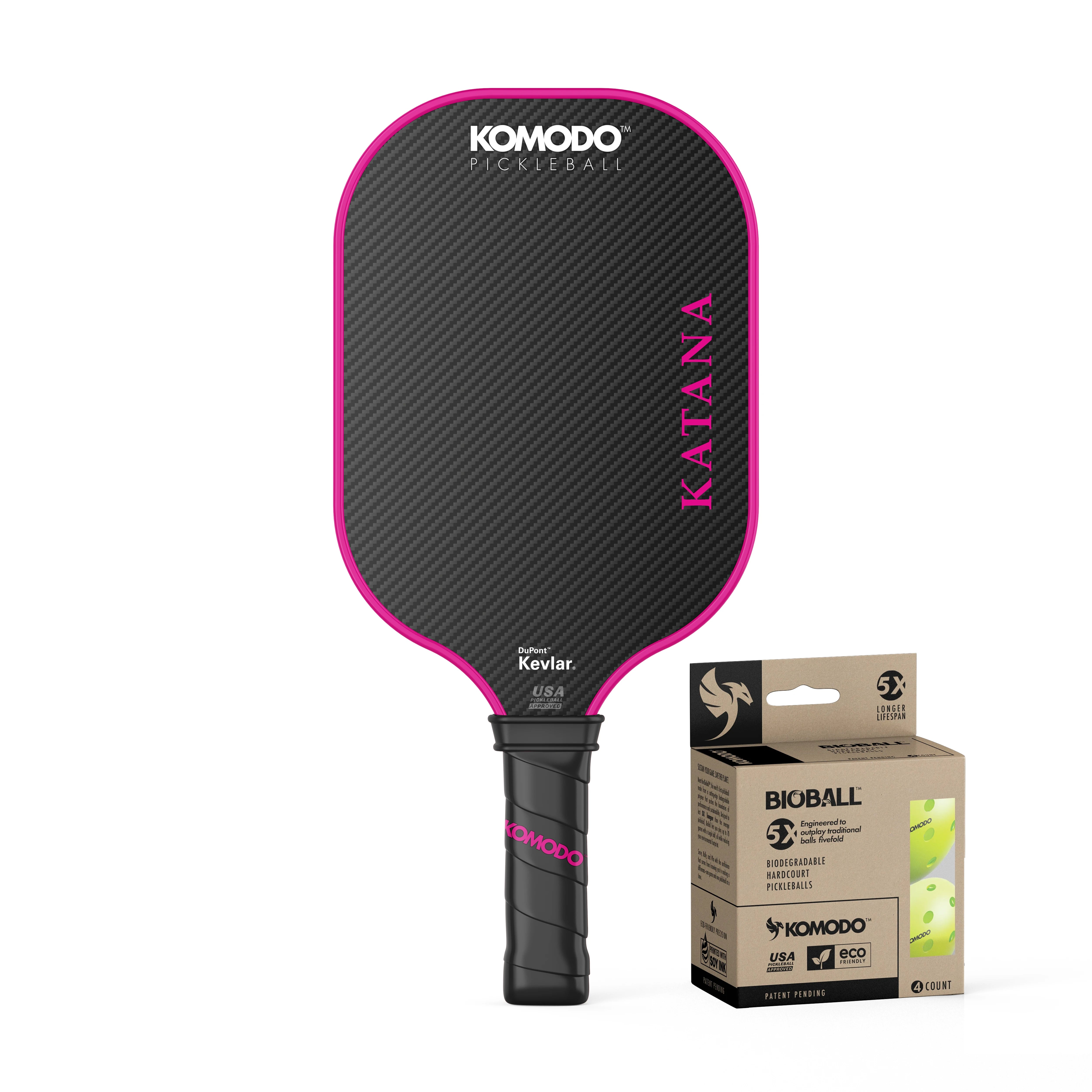 Katana - Pink Kevlar® Pro + Free BioBall™ Pickleballs (4-Pack)
